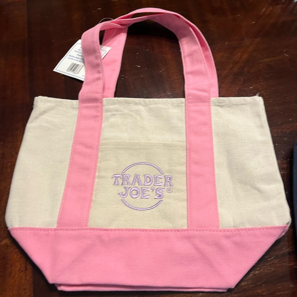 Trader Joe's Pink & Cream Canvas mini Tote